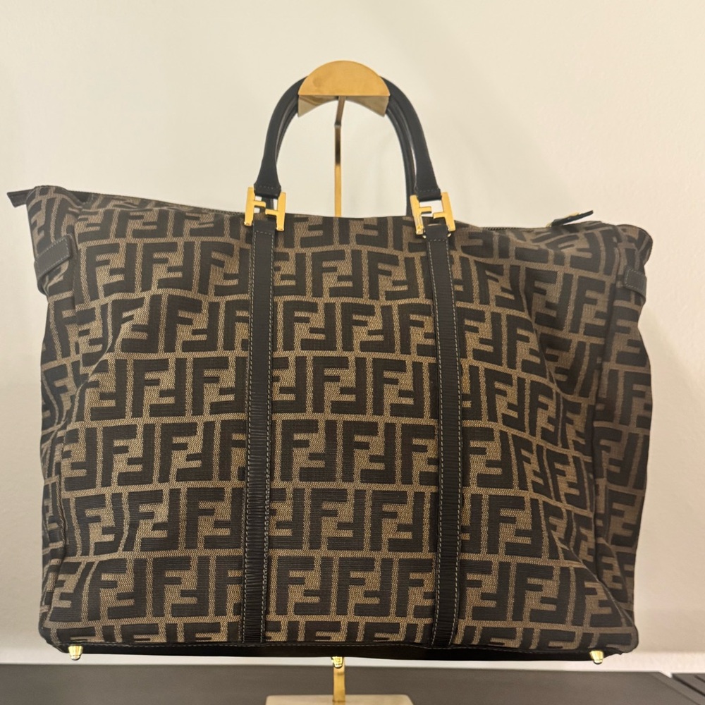 Fendi Large Brown Monogram FF Zucca 2Way Tote Bag Over night bag